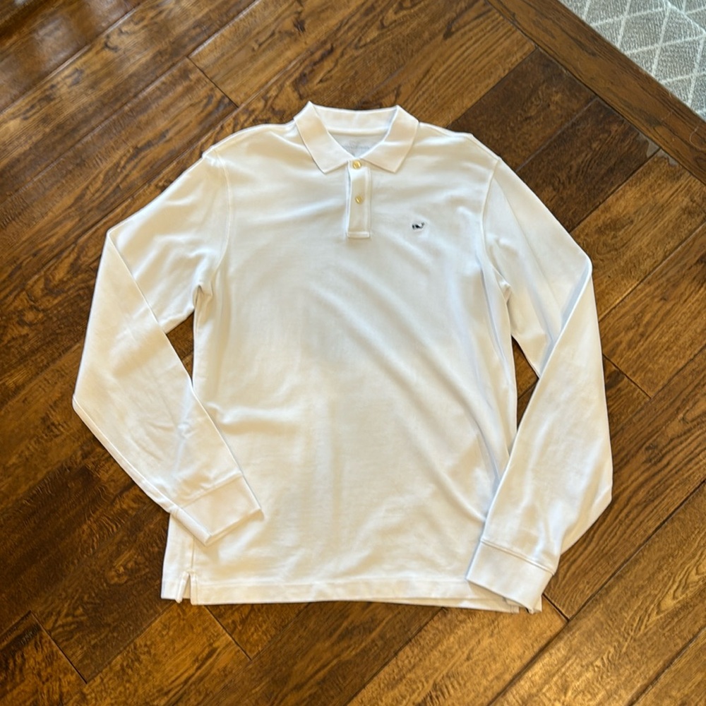 EUC boys Vineyard Vines white long sleeve polo XL (18)